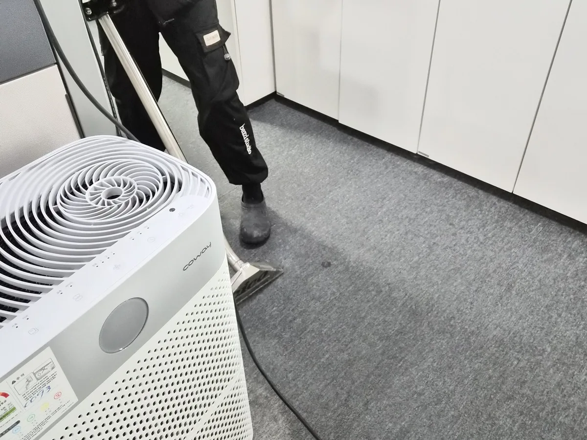 군산시 소룡동 사업장 로비·복도 카페트 바닥 위생청소 사례 - 행진크린